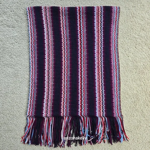 NWT Missoni Zig Zag Scarf Purple Red Blue - Picture 10 of 11